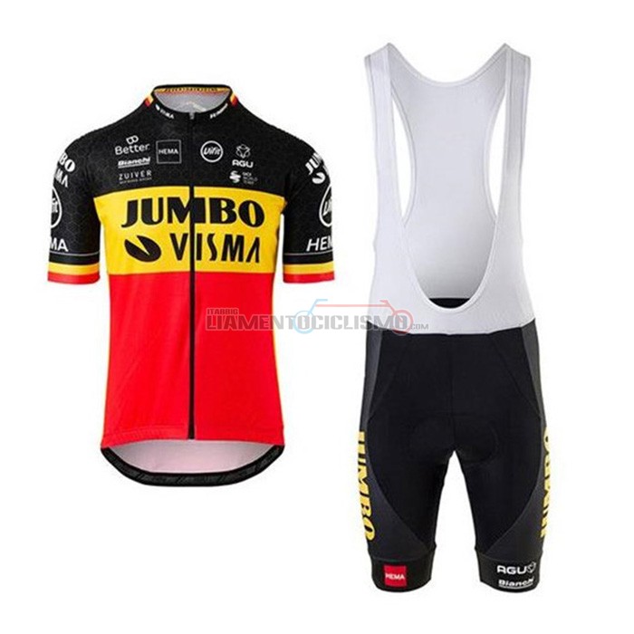 Abbigliamento Ciclismo Jumbo Visma Manica Corta 2020 Nero Giallo Rosso